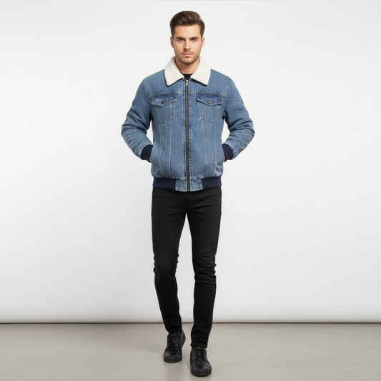 Men's casual jacket with zip closure and front pockets
