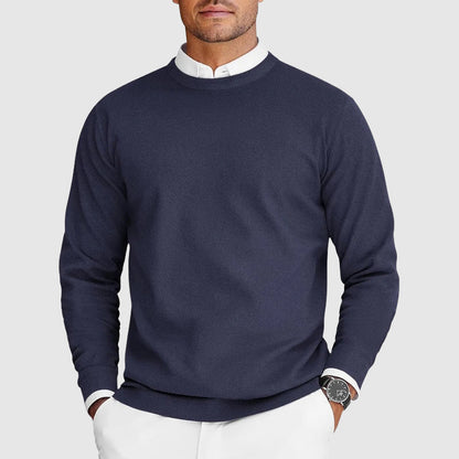 Men's plain crew neck jumper with long sleeves and ribbed trims