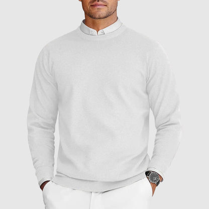 Men's plain crew neck jumper with long sleeves and ribbed trims