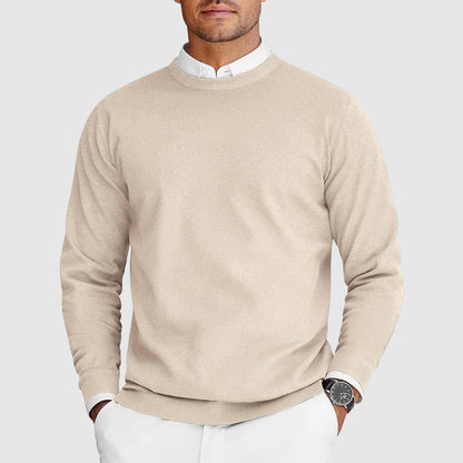 Men's plain crew neck jumper with long sleeves and ribbed trims