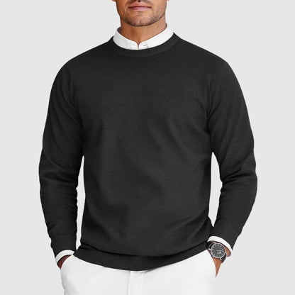 Men's plain crew neck jumper with long sleeves and ribbed trims