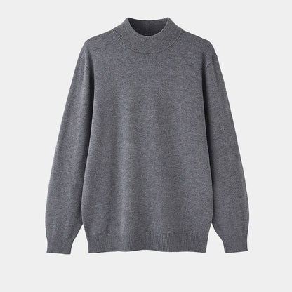 Men's plain ribbed mock neck sweater with long sleeves and ribbed trims