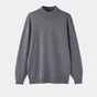 Men's plain ribbed mock neck sweater with long sleeves and ribbed trims