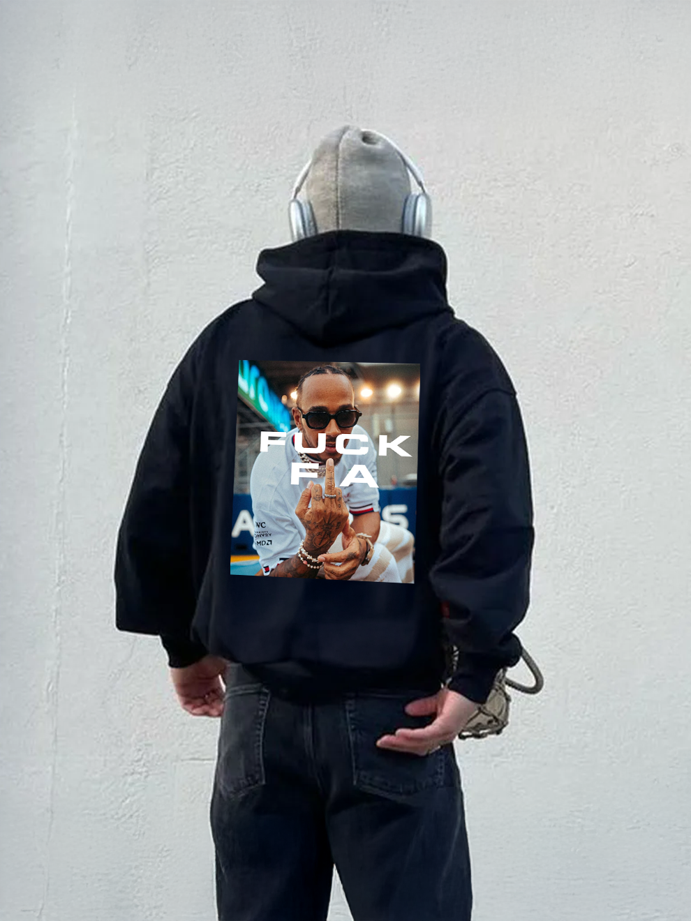 Oversized graphic hoodie with large photographic back print