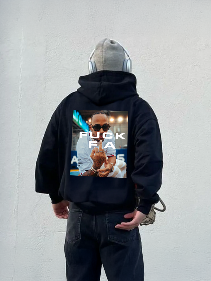Oversized graphic hoodie with large photographic back print