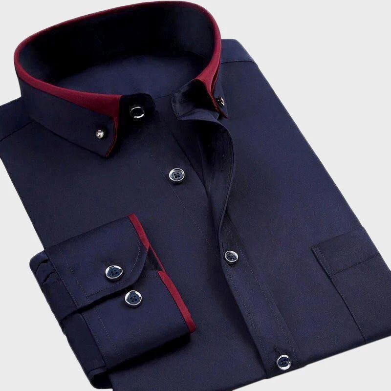 Men's shirt with contrast collar and button cuffs