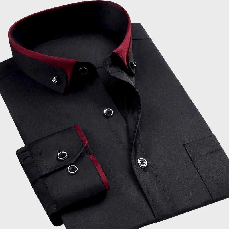 Men's shirt with contrast collar and button cuffs