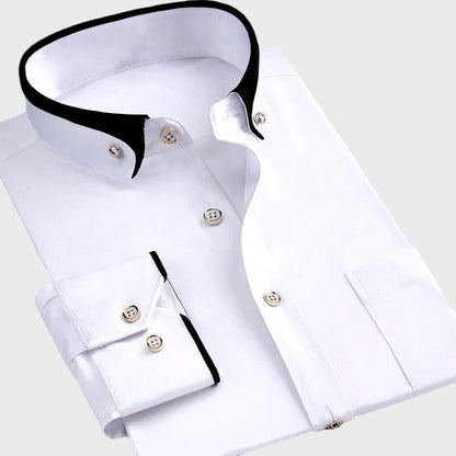 Men's shirt with contrast collar and button cuffs