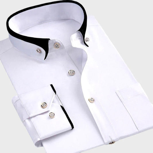 Men's shirt with contrast collar and button cuffs