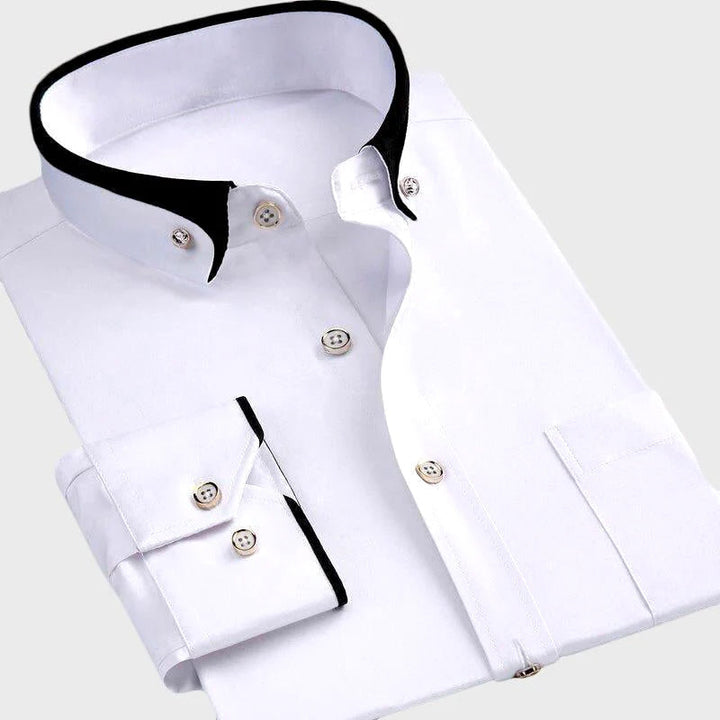 Men's shirt with contrast collar and button cuffs