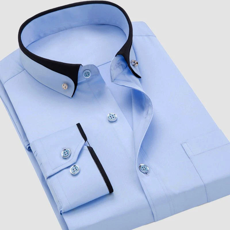 Men's shirt with contrast collar and button cuffs