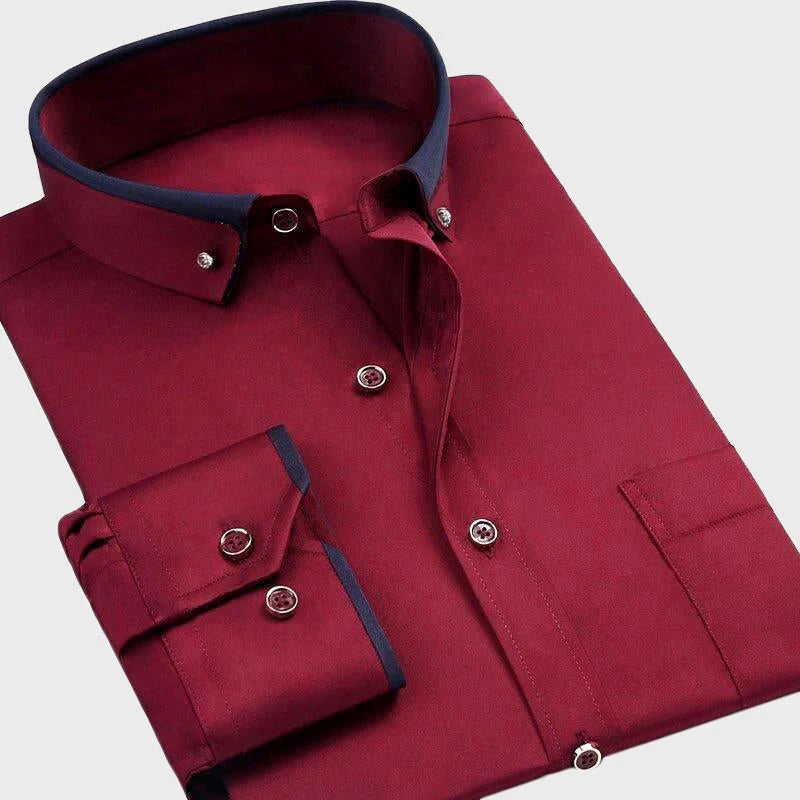 Men's shirt with contrast collar and button cuffs