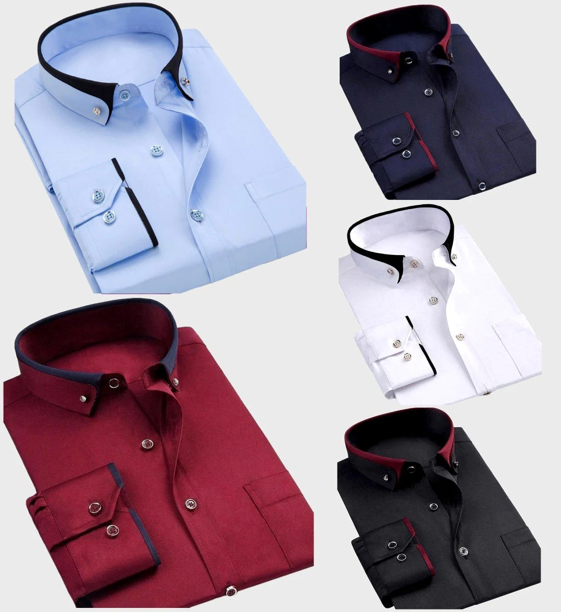 Men's shirt with contrast collar and button cuffs
