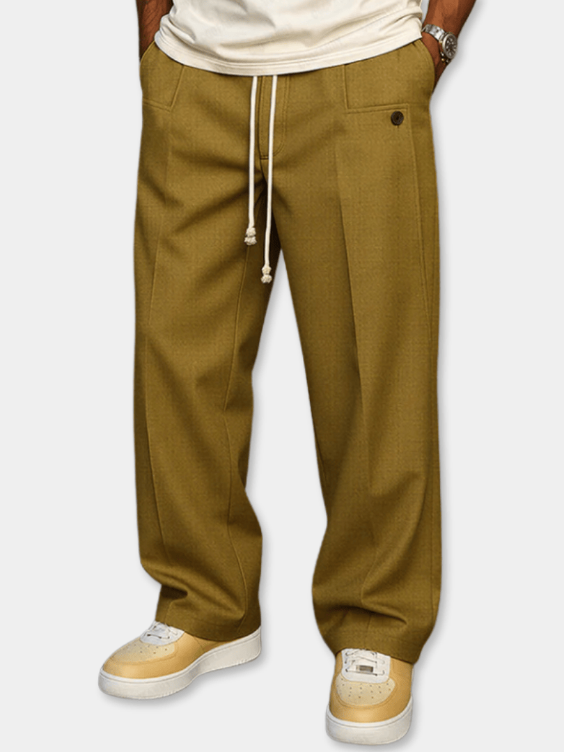 Men's straight fit jogger trousers with drawstring waist and multiple pockets