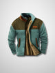 Men's fleece jacket with sherpa-style lining and patterned long sleeves