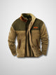 Men's fleece jacket with sherpa-style lining and patterned long sleeves