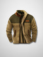 Men's fleece jacket with sherpa-style lining and patterned long sleeves