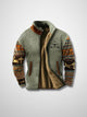 Men's fleece jacket with sherpa-style lining and patterned long sleeves