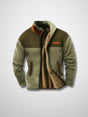 Men's fleece jacket with sherpa-style lining and patterned long sleeves