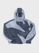 Men's hooded fleece jacket with contrasting abstract panels