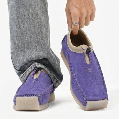 Square-toe loafers with toggle lace detail and flat soles