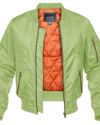 Men's bomber jacket with mock neck, front zip and multiple zipped pockets