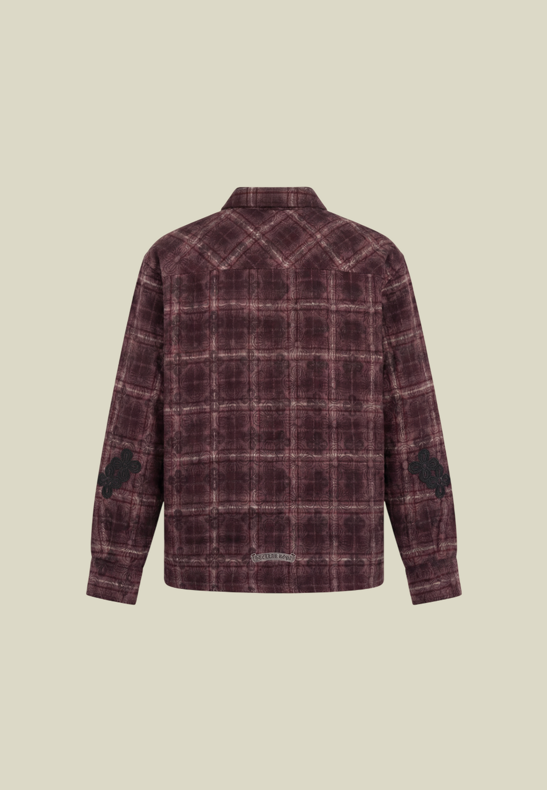 Red checked long-sleeved flannel shirt with button front and chest pocket
