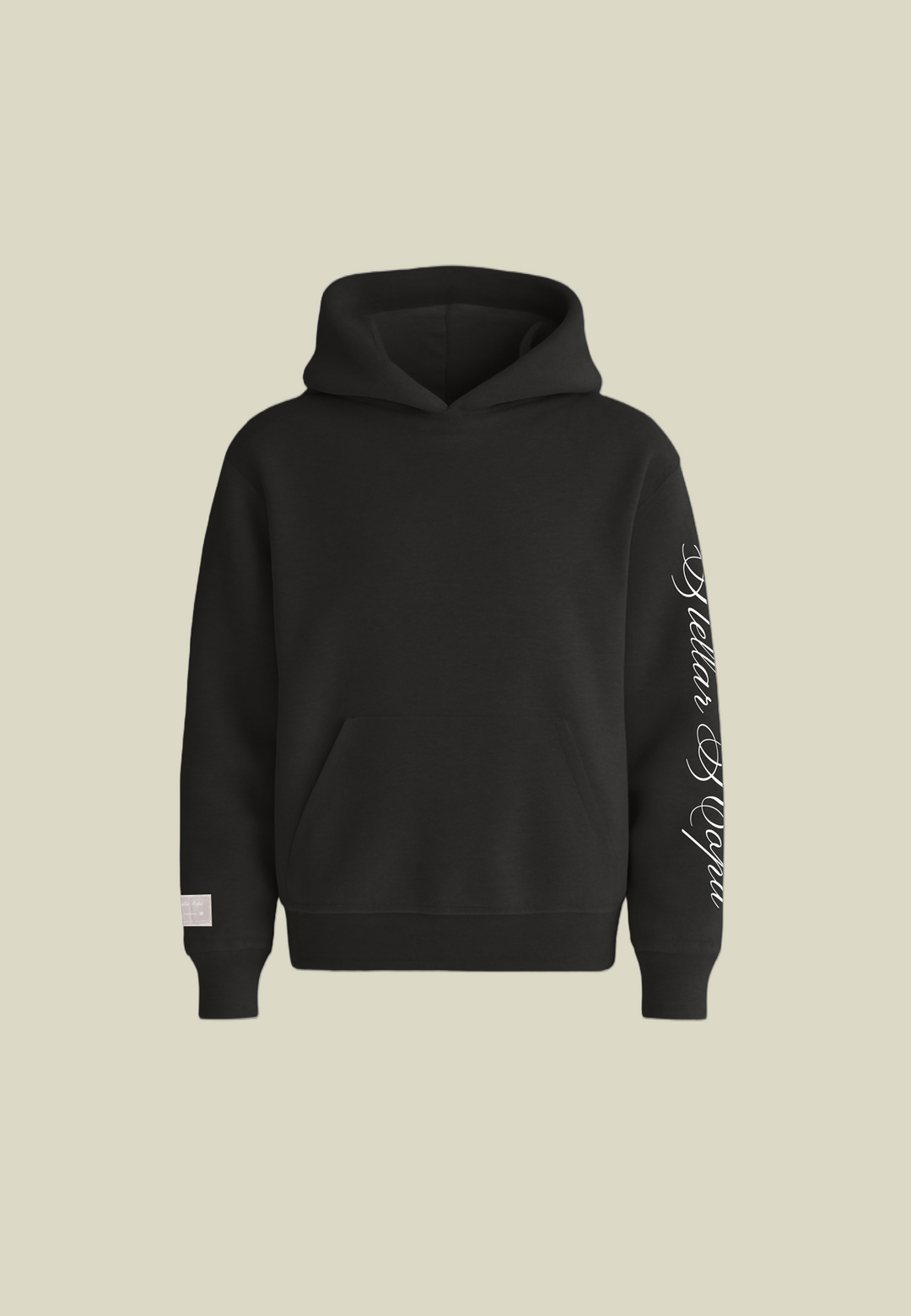 Black hooded sweatshirt with long sleeves