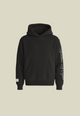 Black hooded sweatshirt with long sleeves