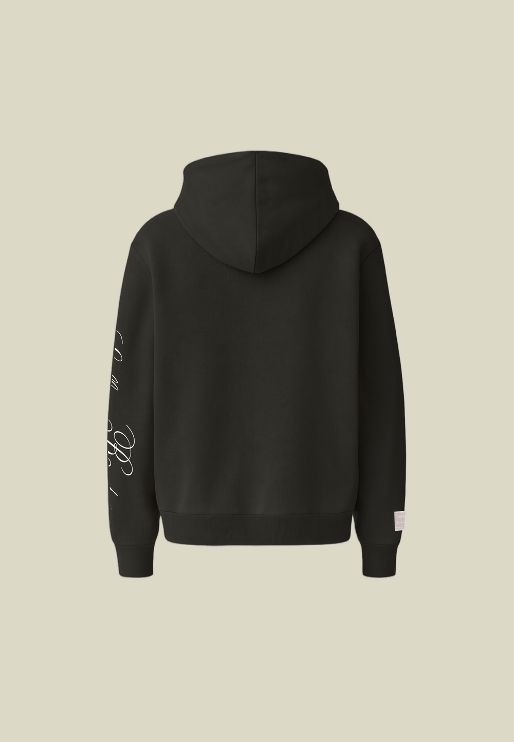 Black hooded sweatshirt with long sleeves