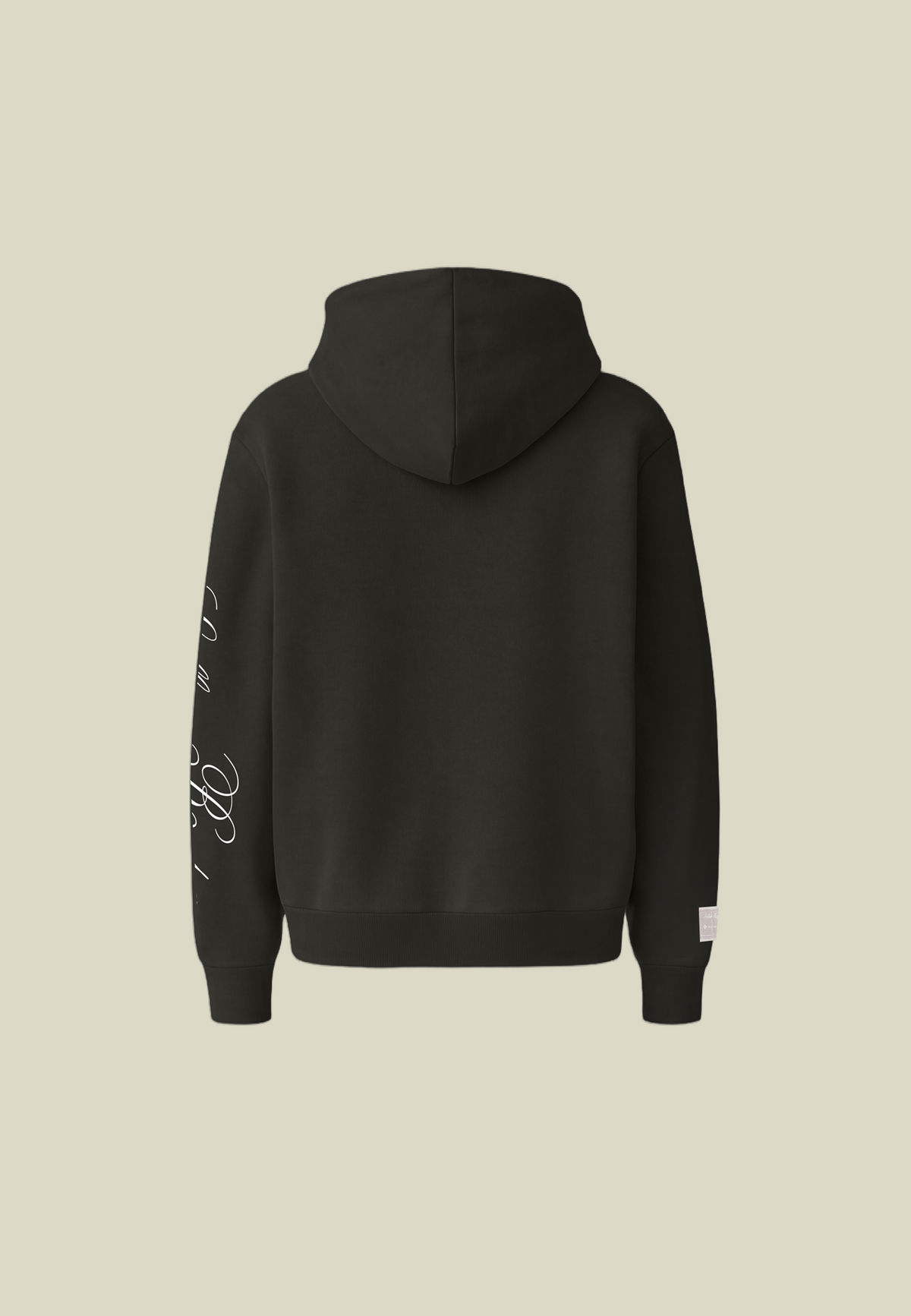 Black hooded sweatshirt with long sleeves