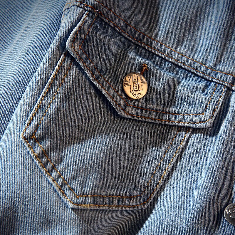 Men's denim jacket with button front