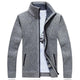 Men's textured knit cardigan jacket with high collar and zip fastening
