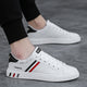Men's lace-up sneakers with striped side details and flat soles