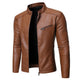 Men's stand collar jacket with zip front and chest pocket