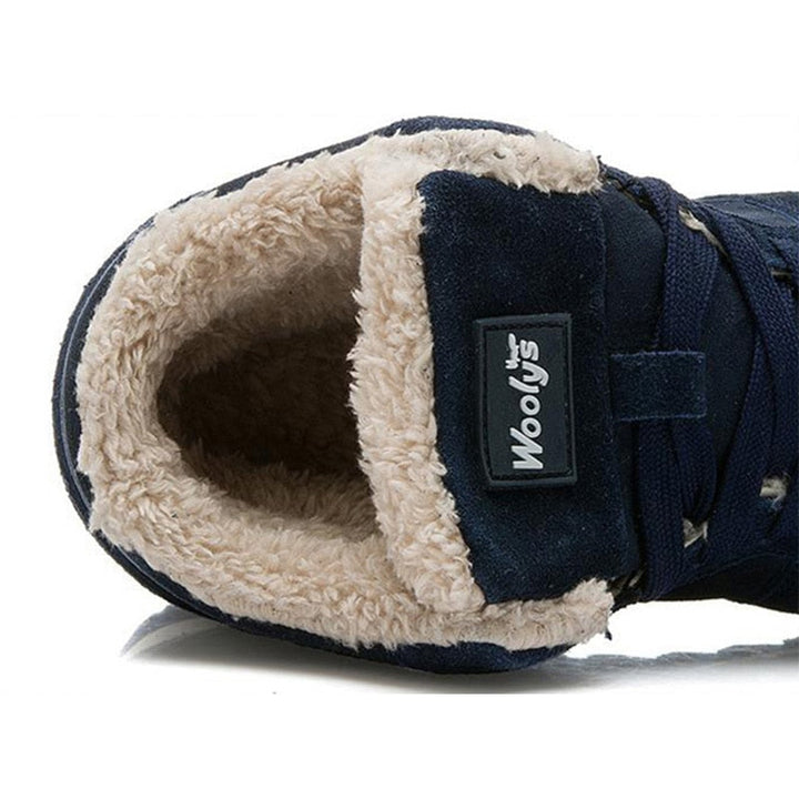 High-top lace-up sneaker boots with faux fur collars
