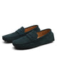 Men's suede loafers with penny strap and stitched detailing