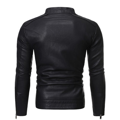 Men's stand collar jacket with zip front and chest pocket