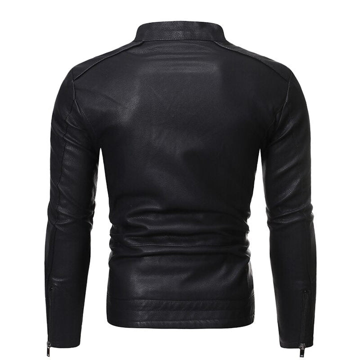 Men's stand collar jacket with zip front and chest pocket