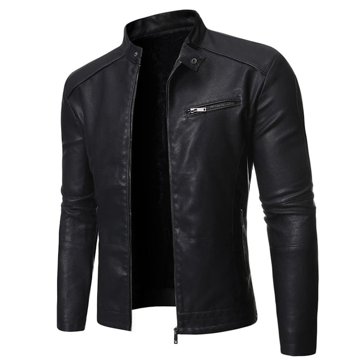 Men's stand collar jacket with zip front and chest pocket