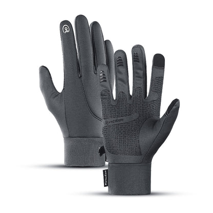 Full-finger touchscreen gloves with textured palms and ribbed cuffs