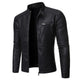 Men's stand collar jacket with zip front and chest pocket
