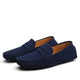 Men's suede loafers with penny strap and stitched detailing