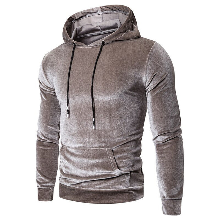 Men's velour hoodie with drawstring hood and kangaroo pocket