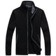 Men's textured knit cardigan jacket with high collar and zip fastening
