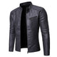 Men's stand collar jacket with zip front and chest pocket