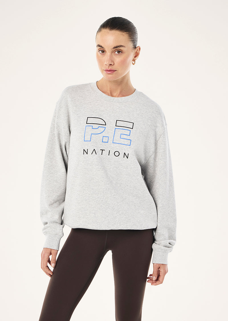 Grey and blue colour block sweatshirt