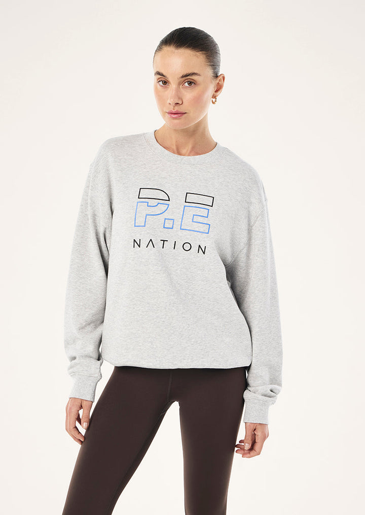 Grey and blue colour block sweatshirt