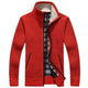 Men's textured knit cardigan jacket with high collar and zip fastening