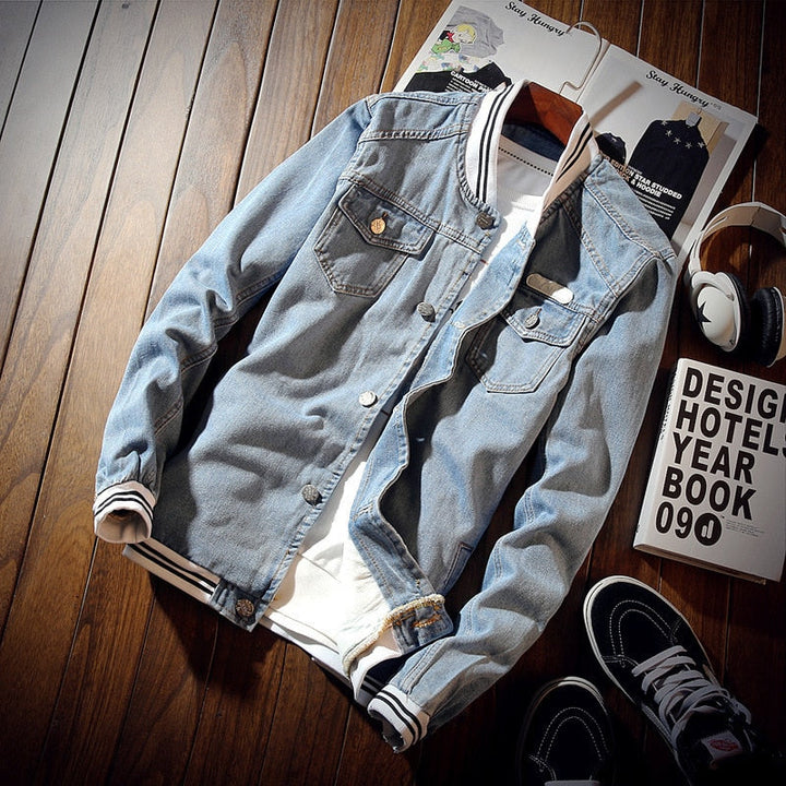 Men's denim jacket with button front